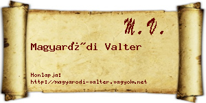 Magyaródi Valter névjegykártya